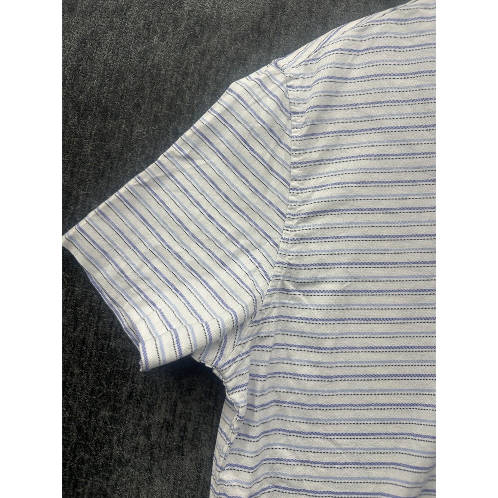 U.S. Polo Assn. Shirt Men Medium White Blue Striped Cotton Pony Logo Button Down - Picture 5 of 10